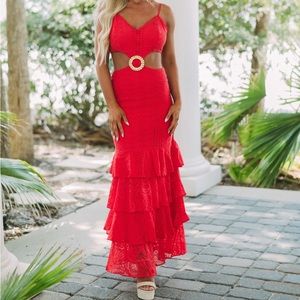 West Palm Ruffle Dress - Red
